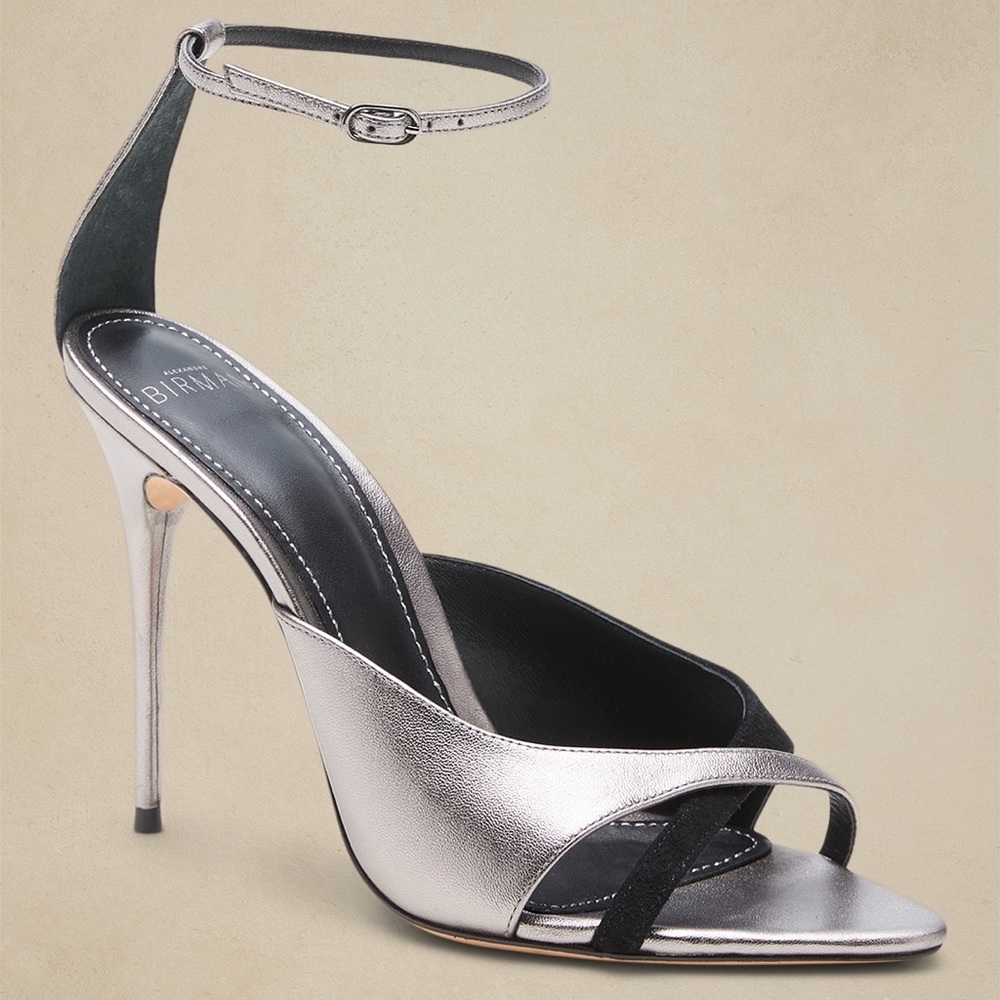 Selena Metallic Leather and Suede Sandals Heels
